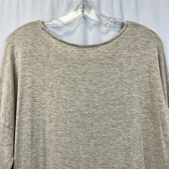 Bluheaven Womens Tunic Top Beige Heathered 3/4 Sleeve Scoop Neck High Low USA L - Picture 5 of 11